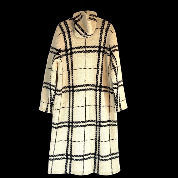 VTG L. RALPH LAUREN Heavy Knit Lambswool Hooded Toggle Tartan Midi-Cardigan Sz L - Picture 7 of 16